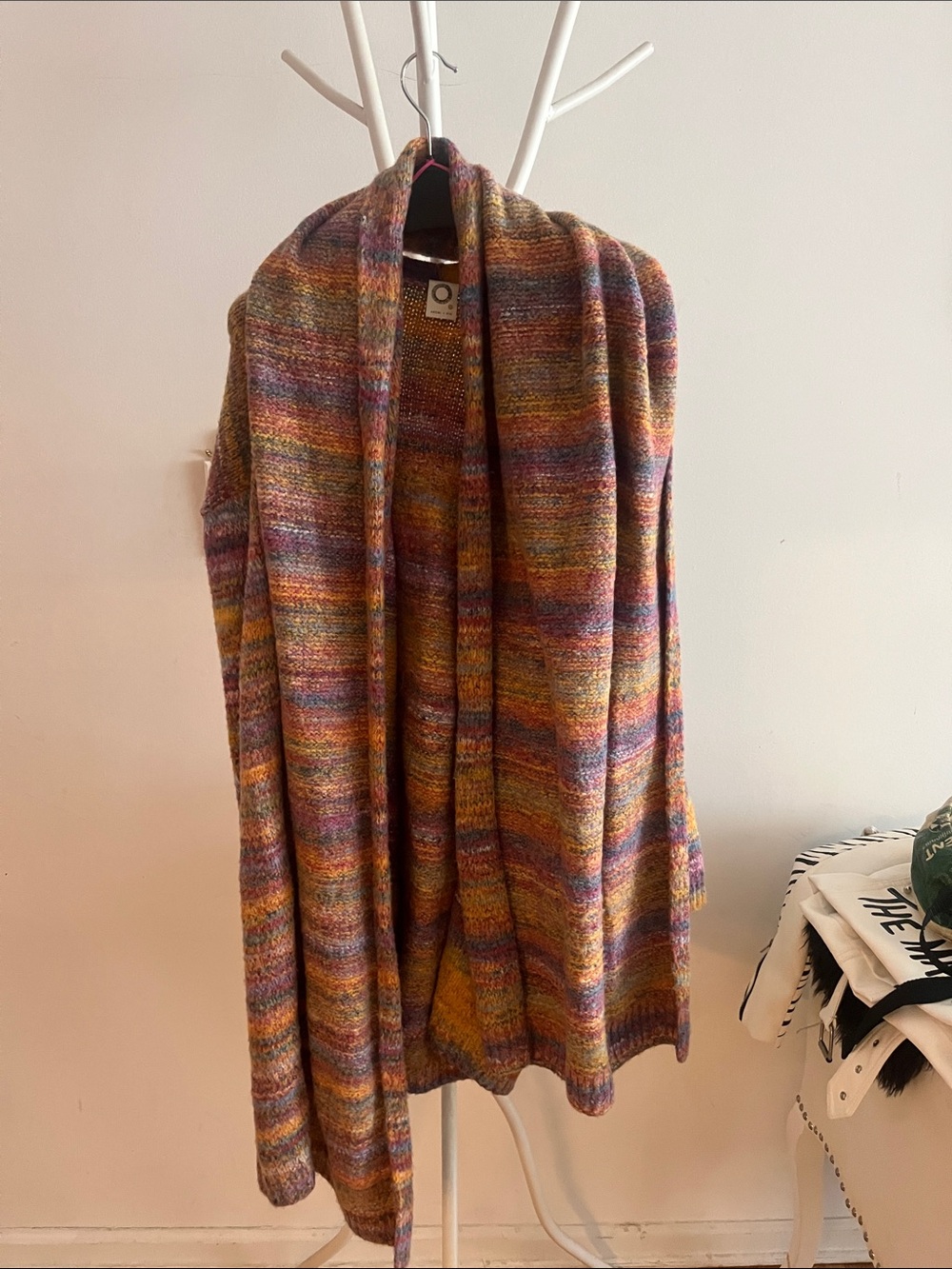 Akemi + Kin Multicolor Striped Open-Front Cardigan Sweater